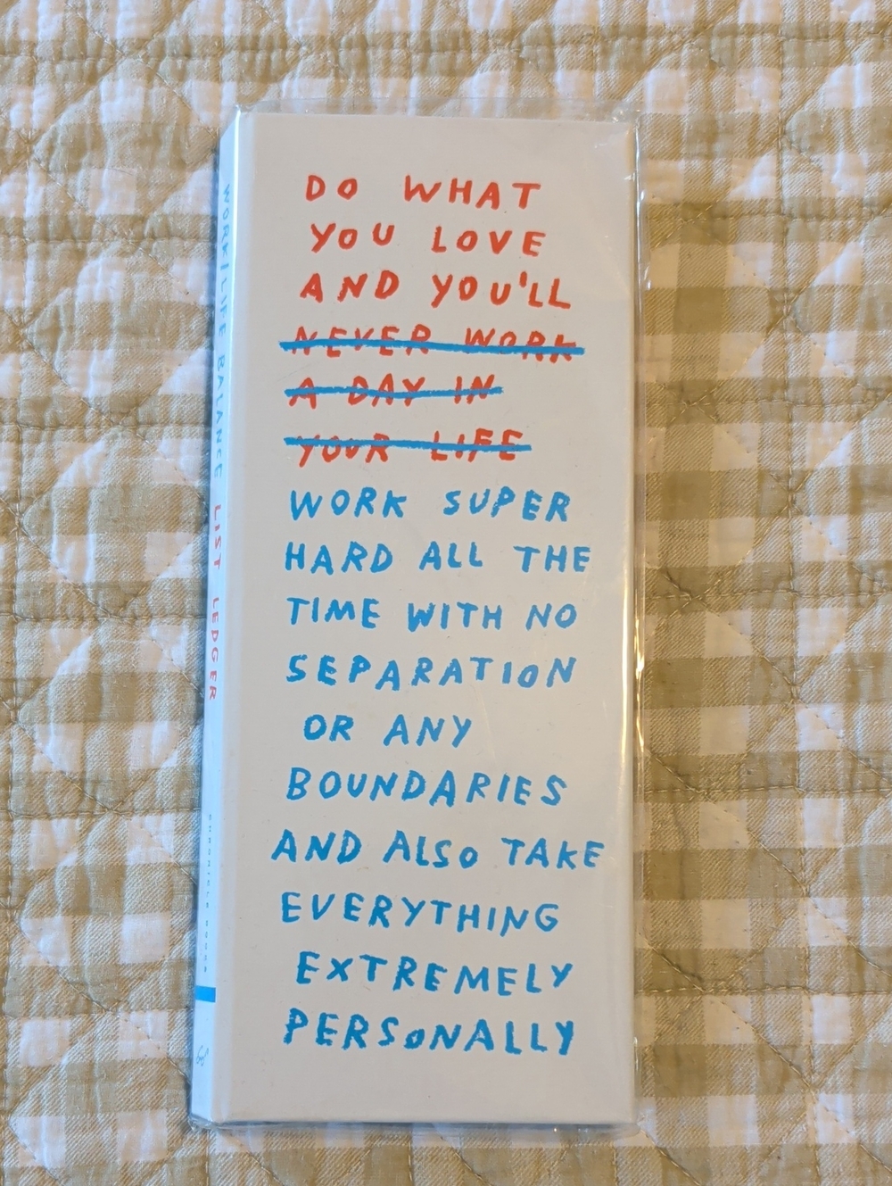 Moma White Notebook with Blue & Red Handwritten Text